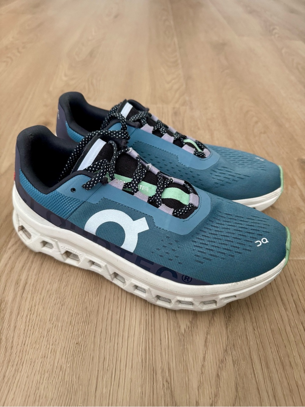 On Women's Cloudmonster Running Shoes, Dust/Vapor